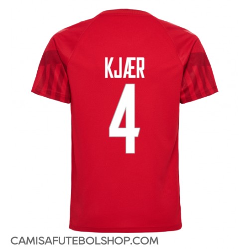 Camisa de time de futebol Dinamarca Simon Kjaer #4 Replicas 1º Equipamento Mundo 2022 Manga Curta
